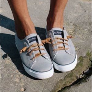 Sperry Grey Canvas Slip On Sneakers